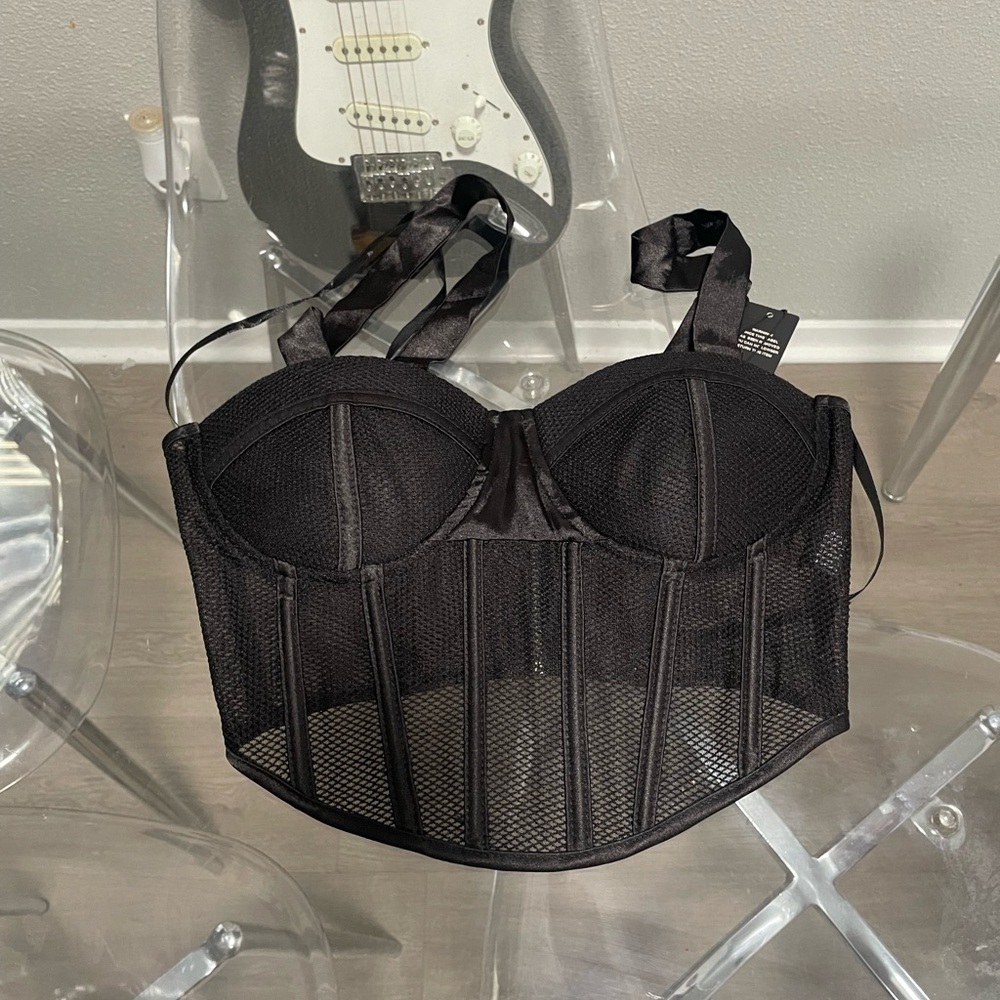 Fashion Nova Black Mesh Crop Top